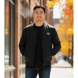 Databricks The Data + AI Company NEW mens black quilt lined bomber jacket Medium